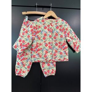 Konges Slojd Lia Quilted Jacket and Pants Set Floris Floral Red Green 2Y NWT
